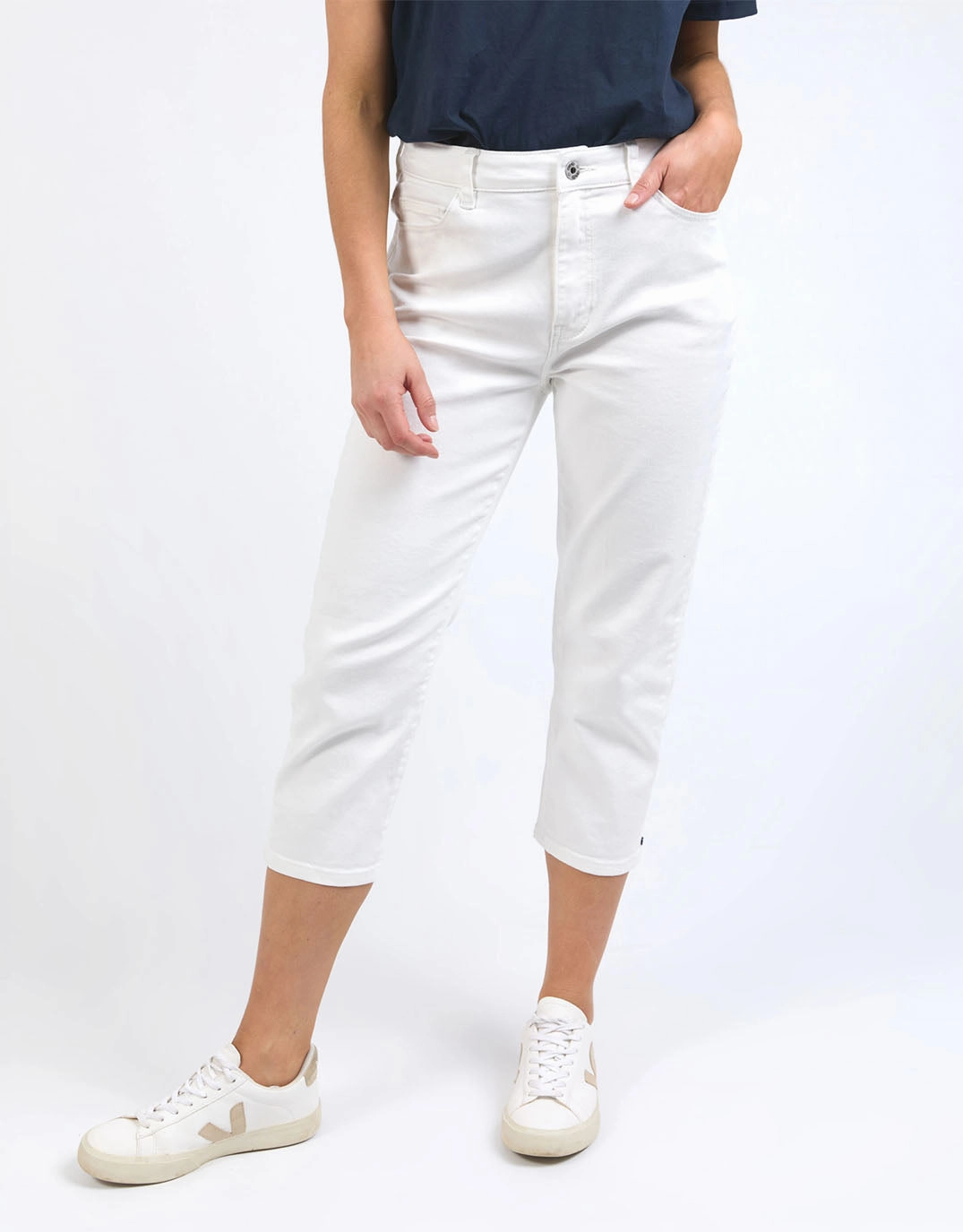 Mollie Capri Jean - White Office Wear Modern Rainy Day
