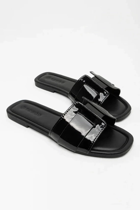Textured Mule Sandal Black Espadrille Style Comfort Wear