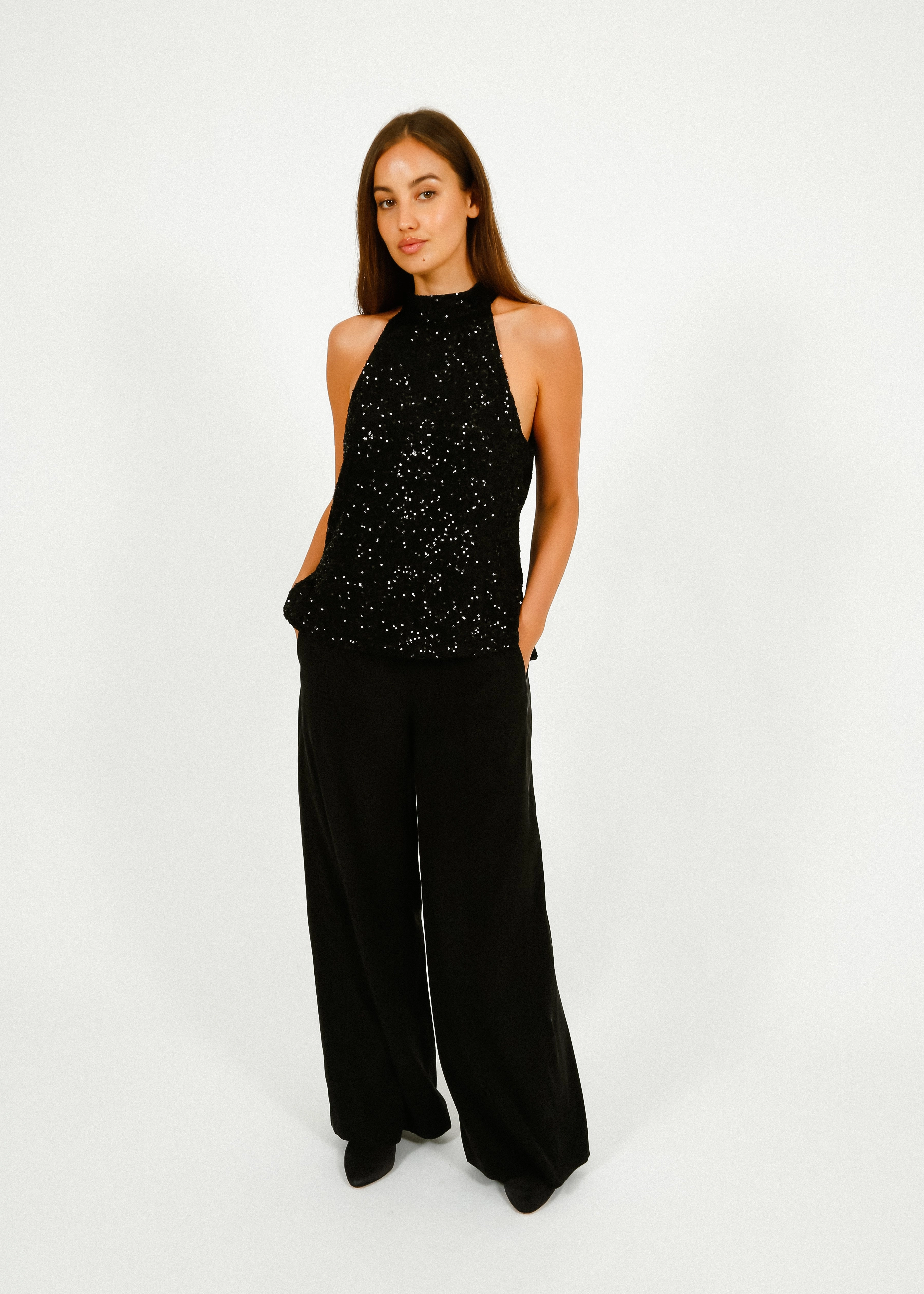 Primrose Park Kylie Trousers in Black Reflective accents