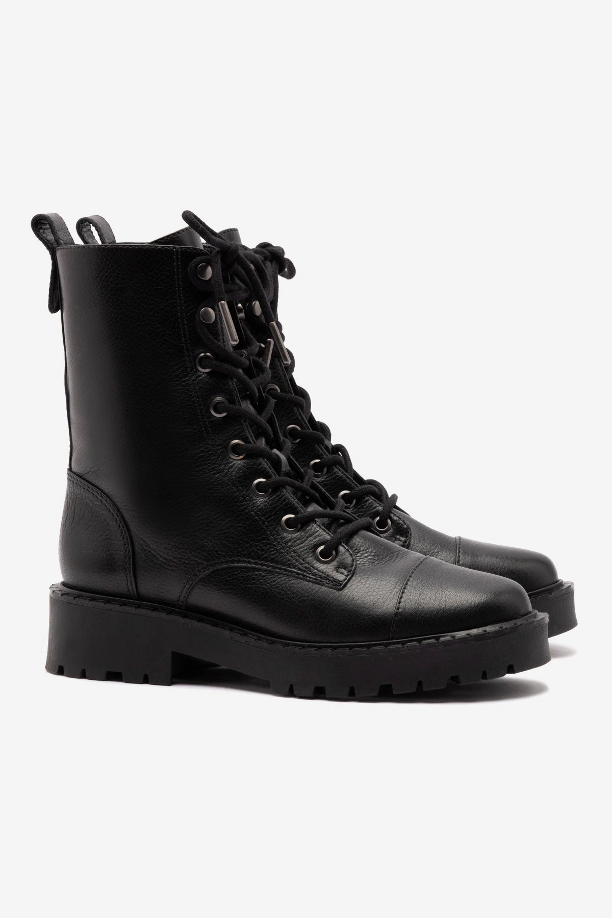 Trinity Boot In Black Leather Padded Interior Windy Weather Adjustable Gusset Design