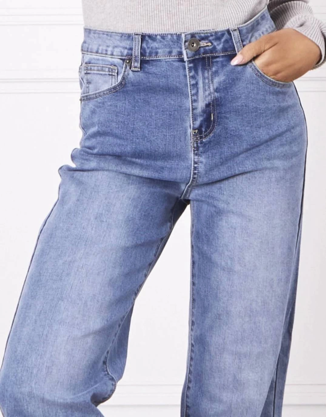 Match With All Outdoor Outfit Demi Straight Leg Jeans - Blue