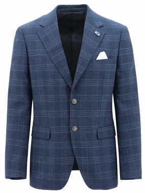 Turin Blue Checked Sports Jacket Reinforced Shoulder Protection Functional Look