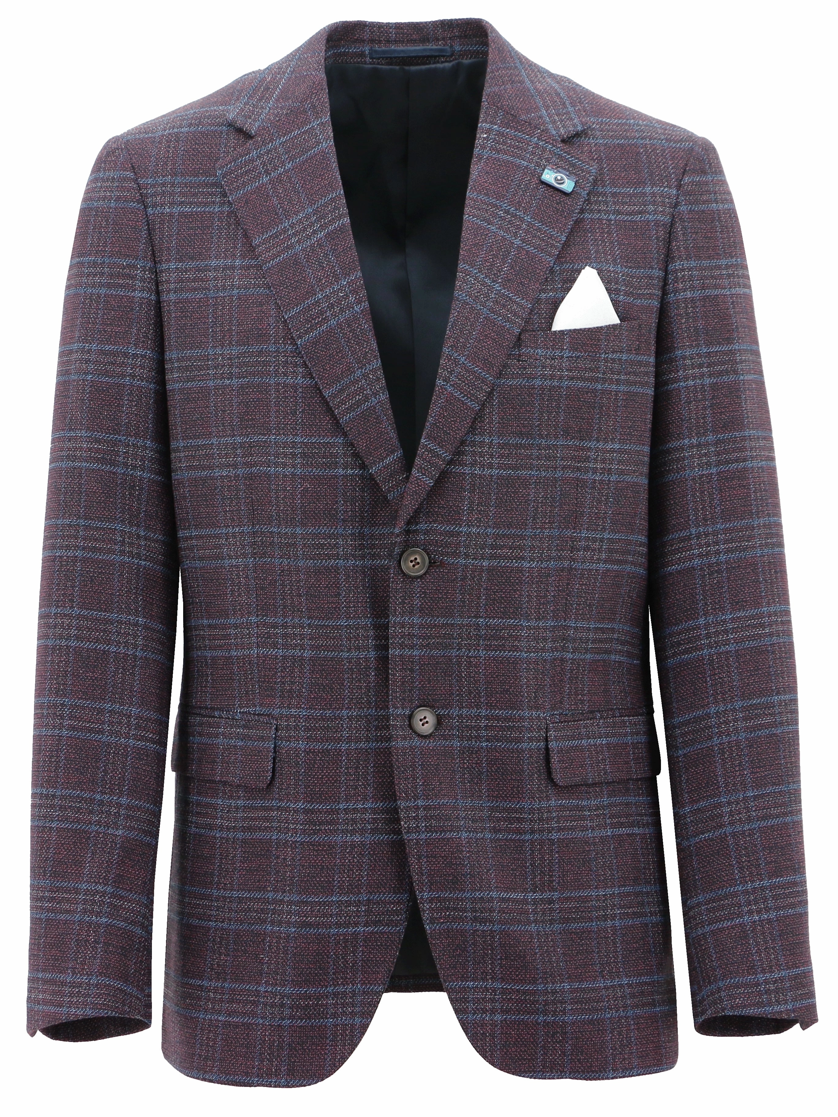 DetachableLining Turin Burgundy Checked Sports Jacket