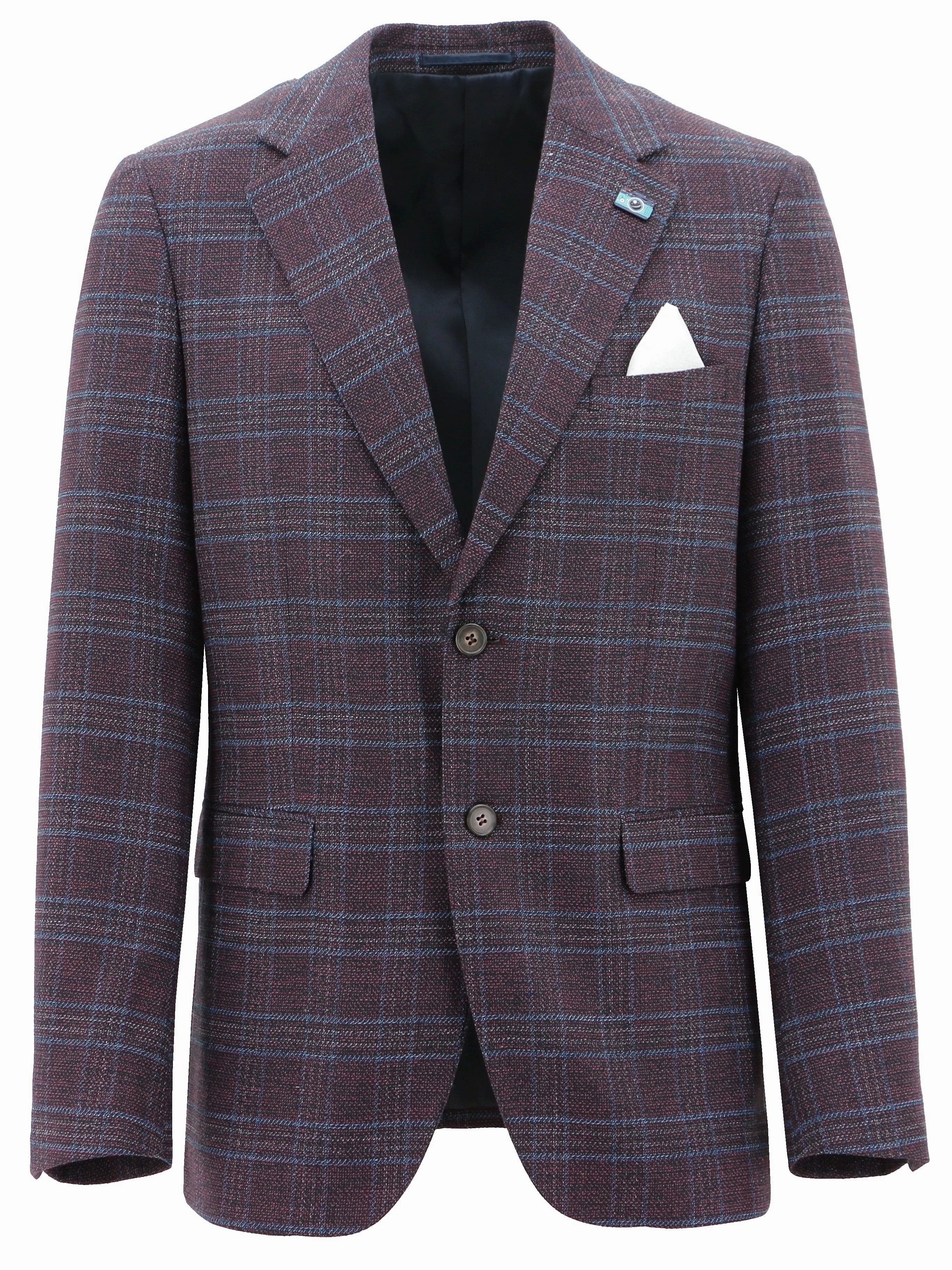 Turin Burgundy Checked Sports Jacket Easy Movement Cut Subtle Fashion Fit