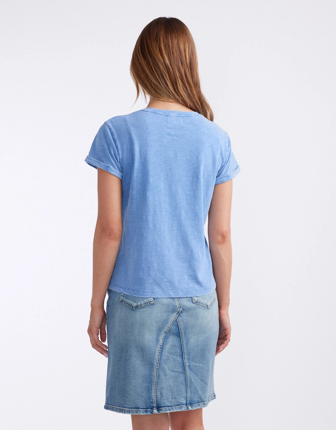 Light Comfort Style Chic Comfort Wear Turn Back T-Shirt - Danish Blue