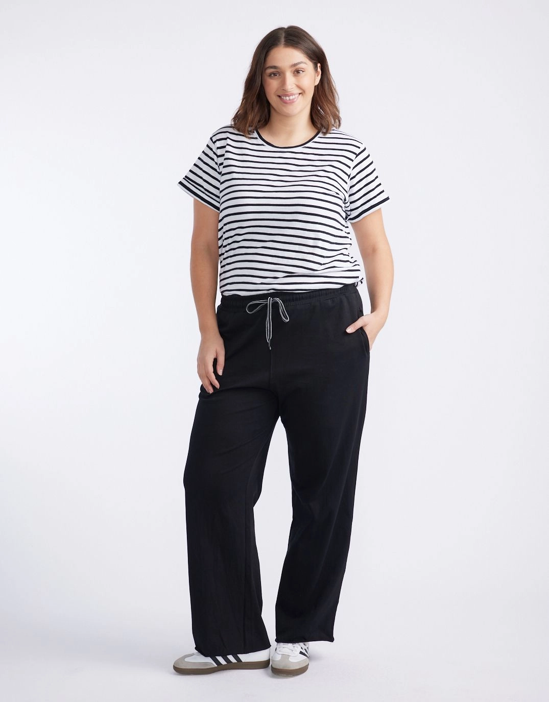 Turn Back T-Shirt - White/Black Stripe easy to pair