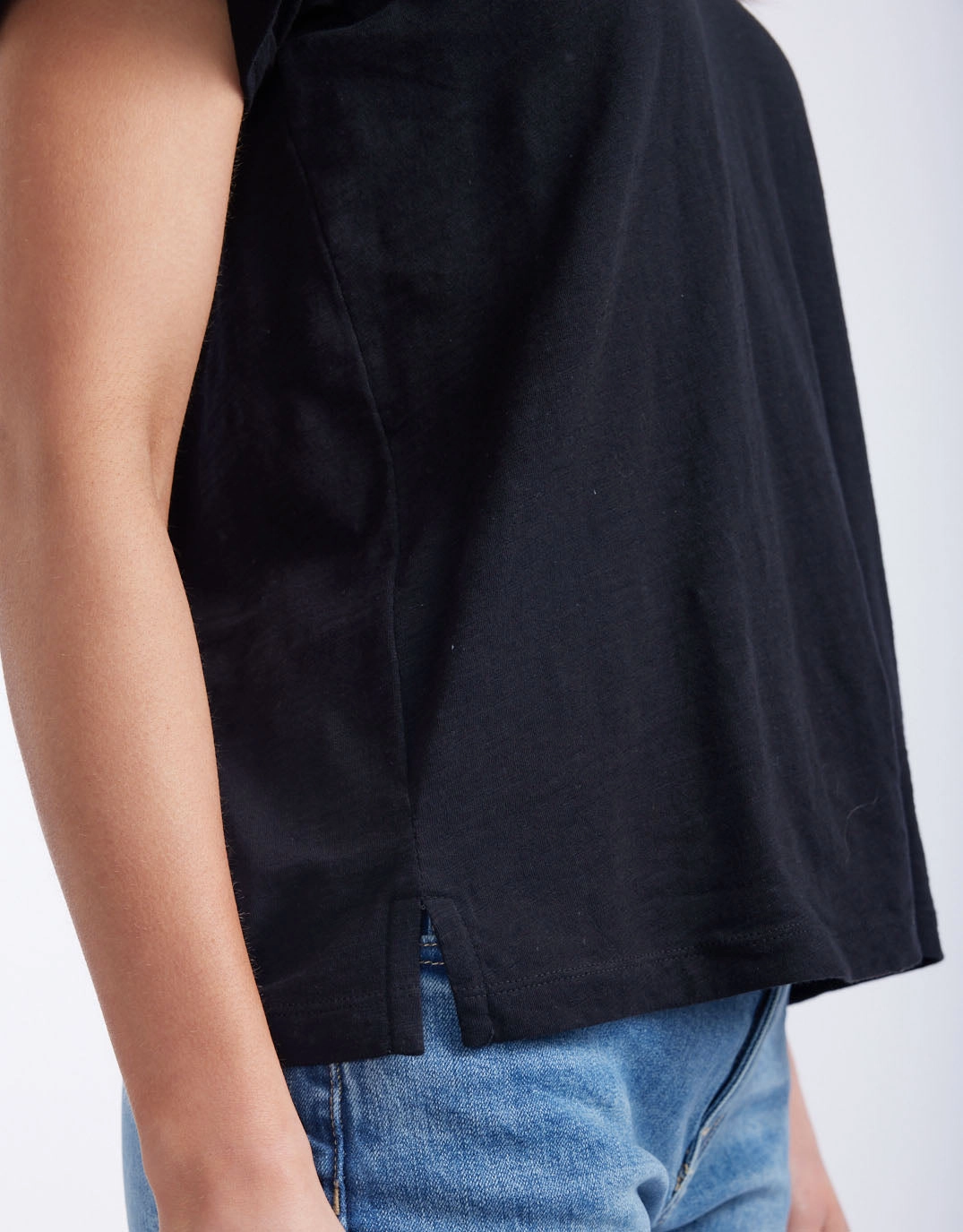Turn Back V Neck T-Shirt - Black Recycled Polyester