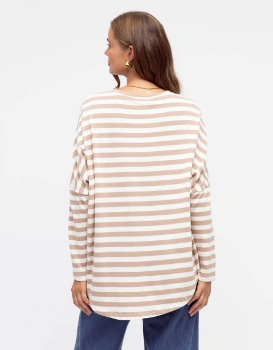LowImpact Manufacturing Joni Long Sleeve Tee - Oat/White Stripe