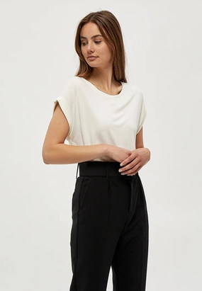Ribbed Trim Details MultiPanel Design PC6071 - Rosalinda Malucca T-Shirt - Gardenia