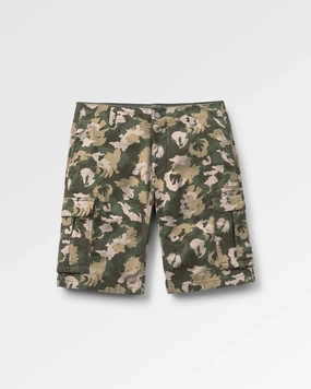 Lakeside Cargo Cotton Short - Woodland Camo Khaki Outdoor Relax