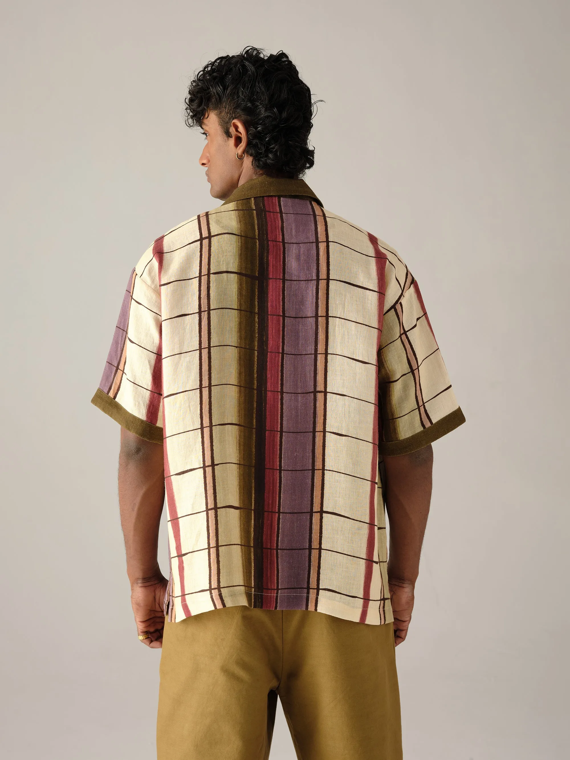 High Neck Contrast Stitch Unisex Oversized Shirt