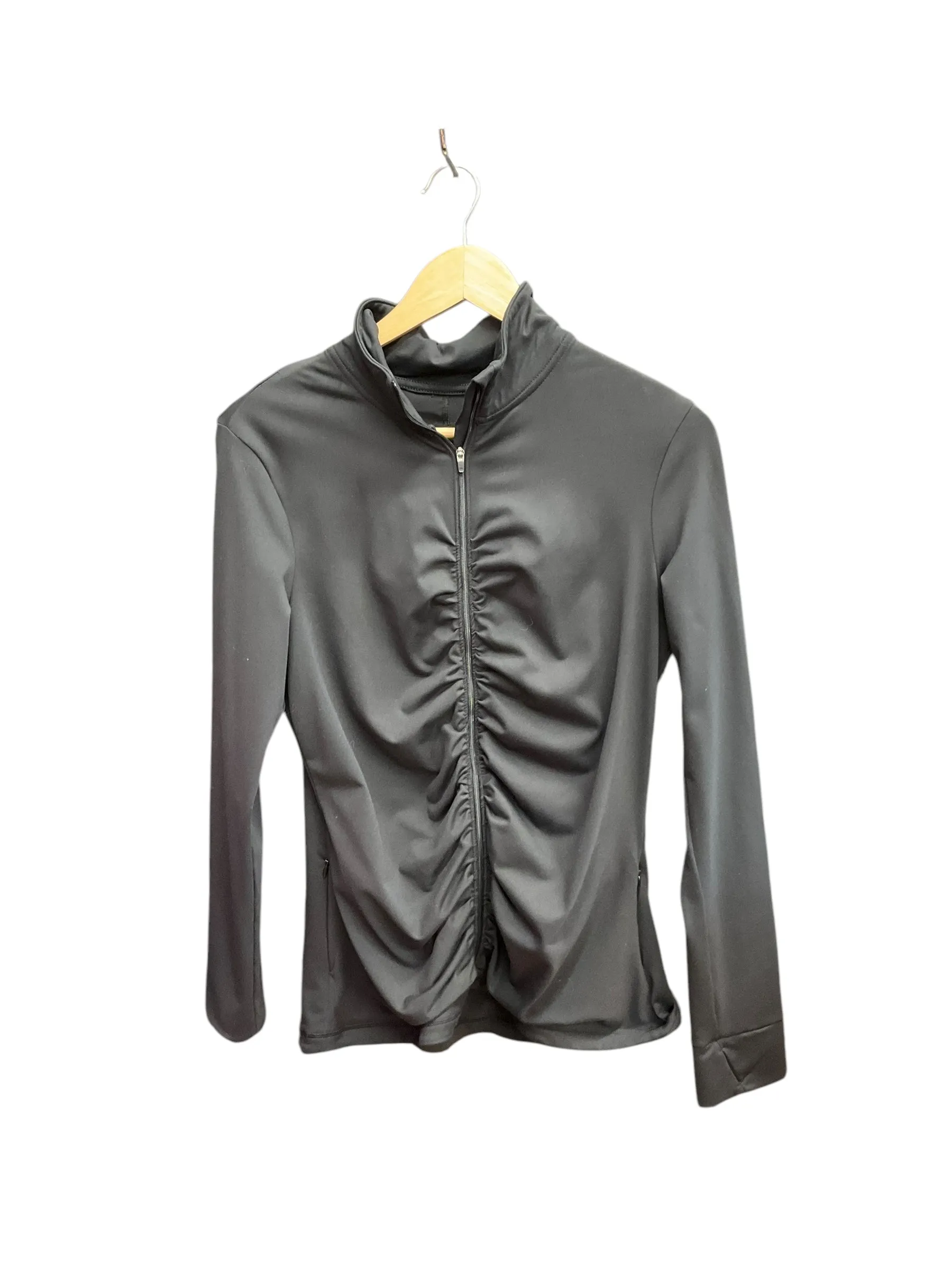 Athletic Jacket By Victorias Secret In Black, Size: L Flexible Zipper Guards All Day Fit