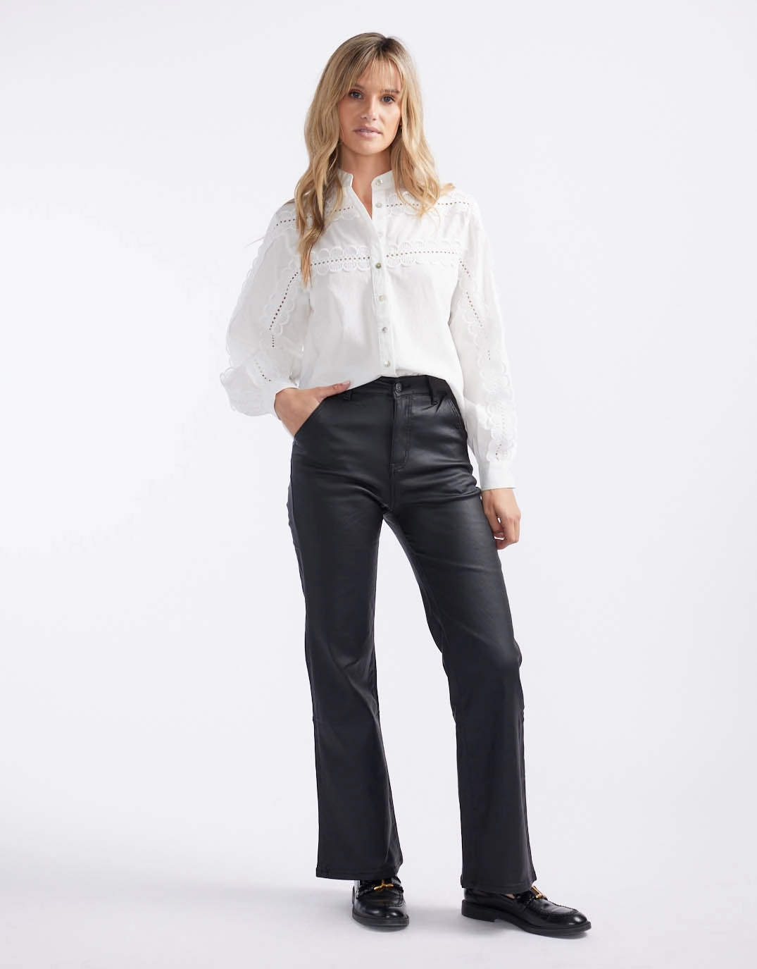 Shirley Jeans - Black Coated Stretch Minimalist Anti Static Treatment