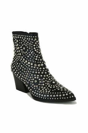 Travel Companion Studded Western Booties - Black