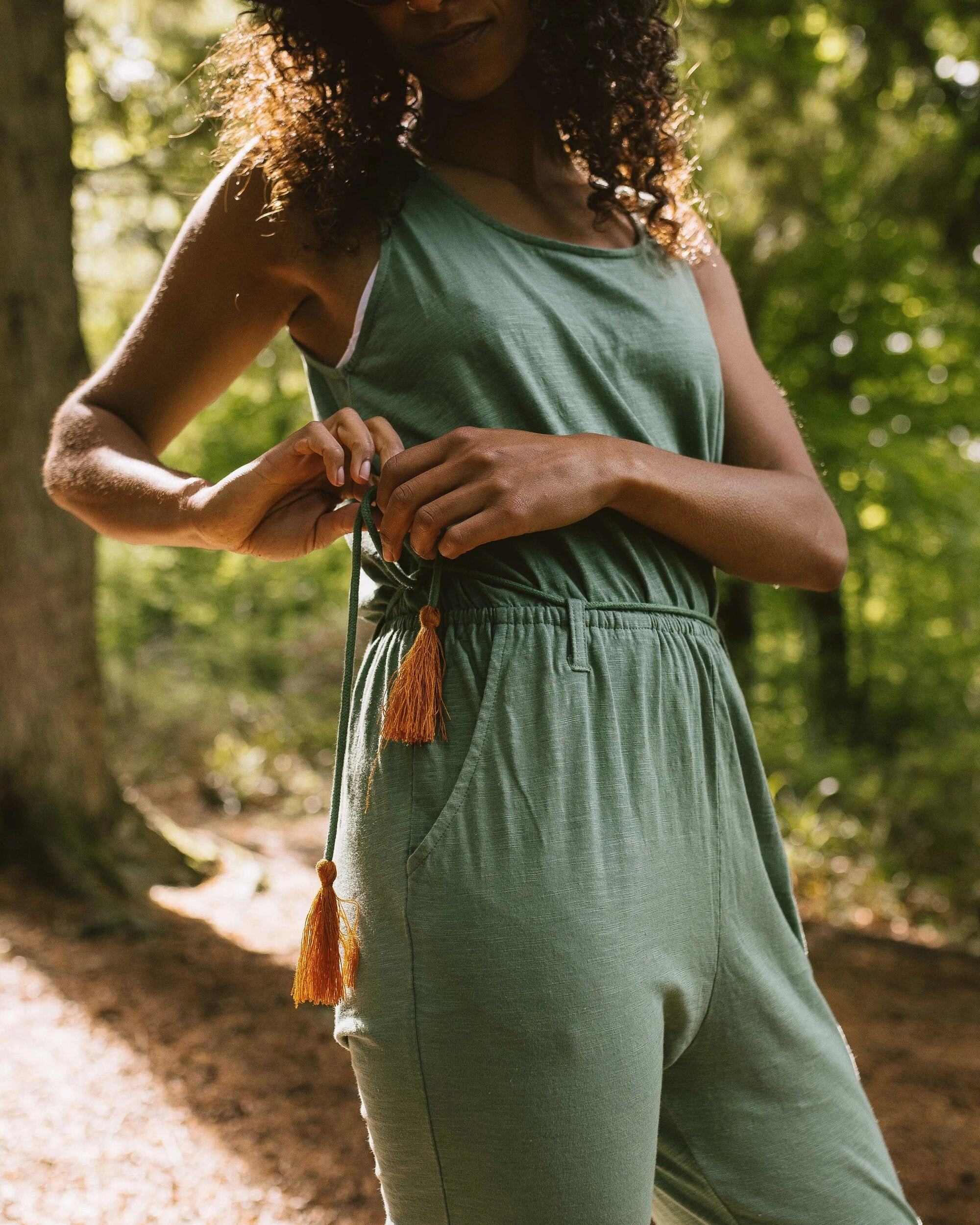 Basic Style Eva Recycled Cotton Jumpsuit - Dark Ivy
