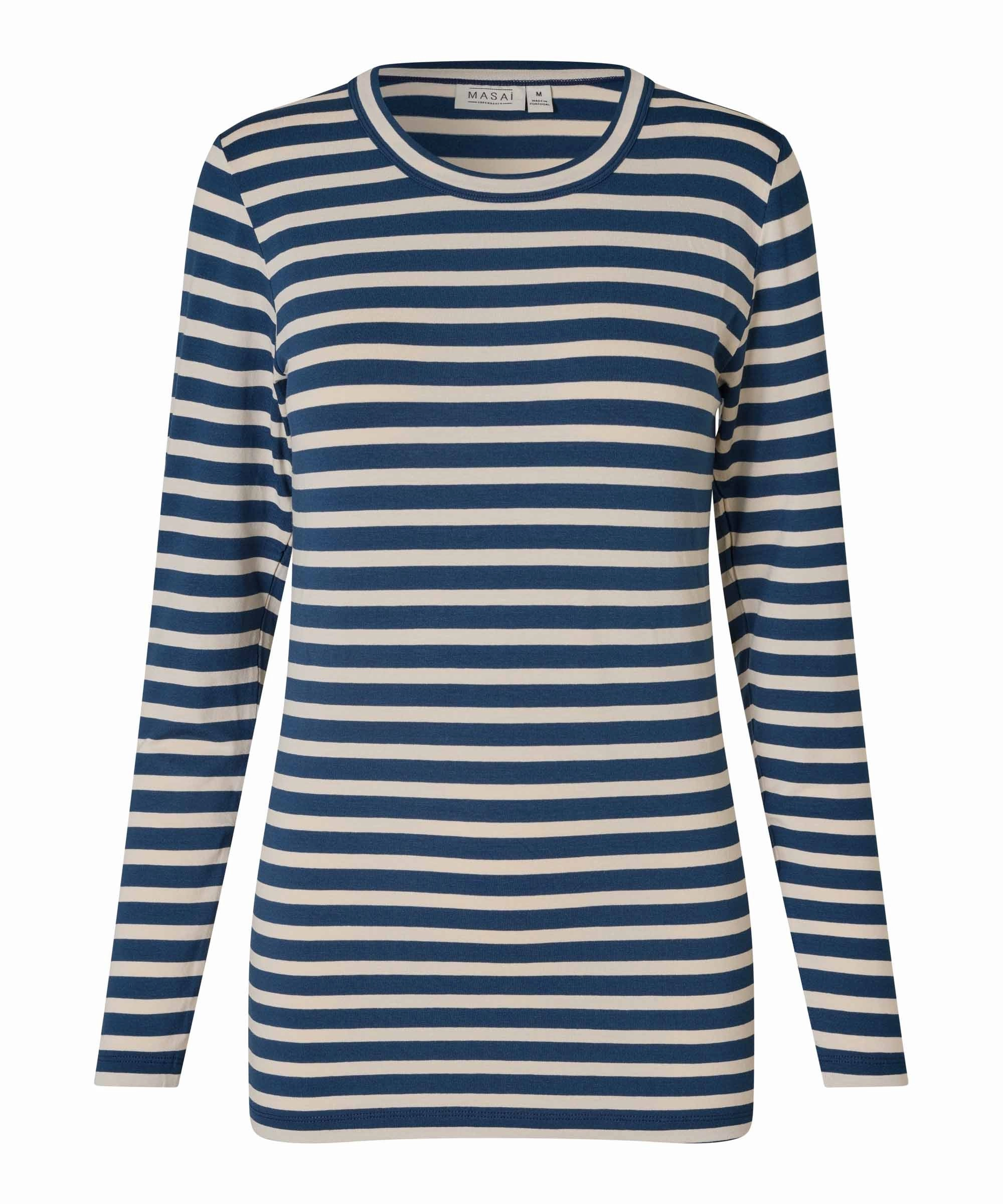 Contrast Stitch Accent Wrinkle Resistant Weave 1009831 MaDoritla Striped Top - Moonlit Ocean