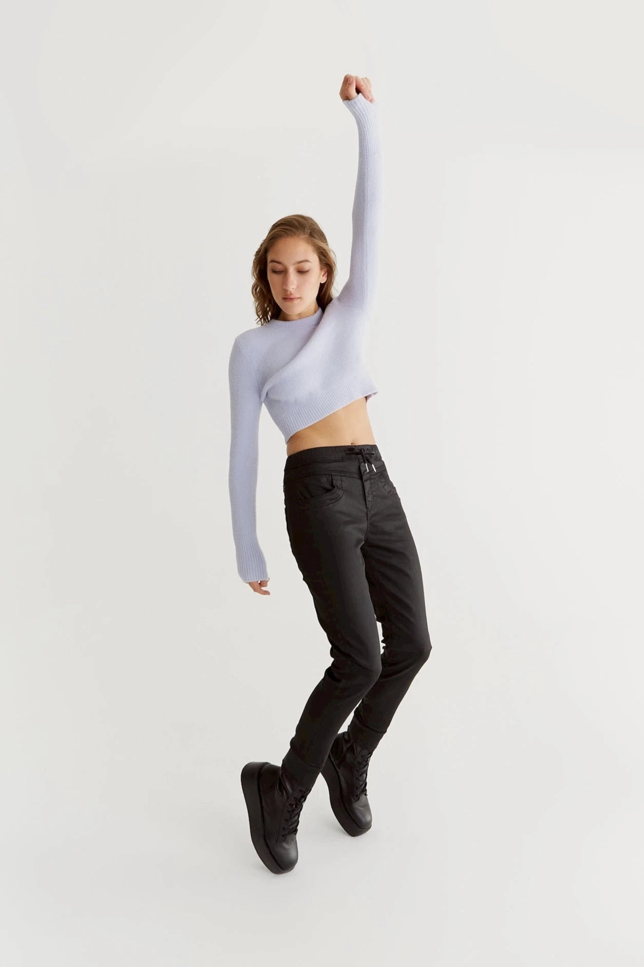 Mila  Slim Jogger  Pant - Black Coated - Inseam 27" L01 Abrasion Proof Reinforcements