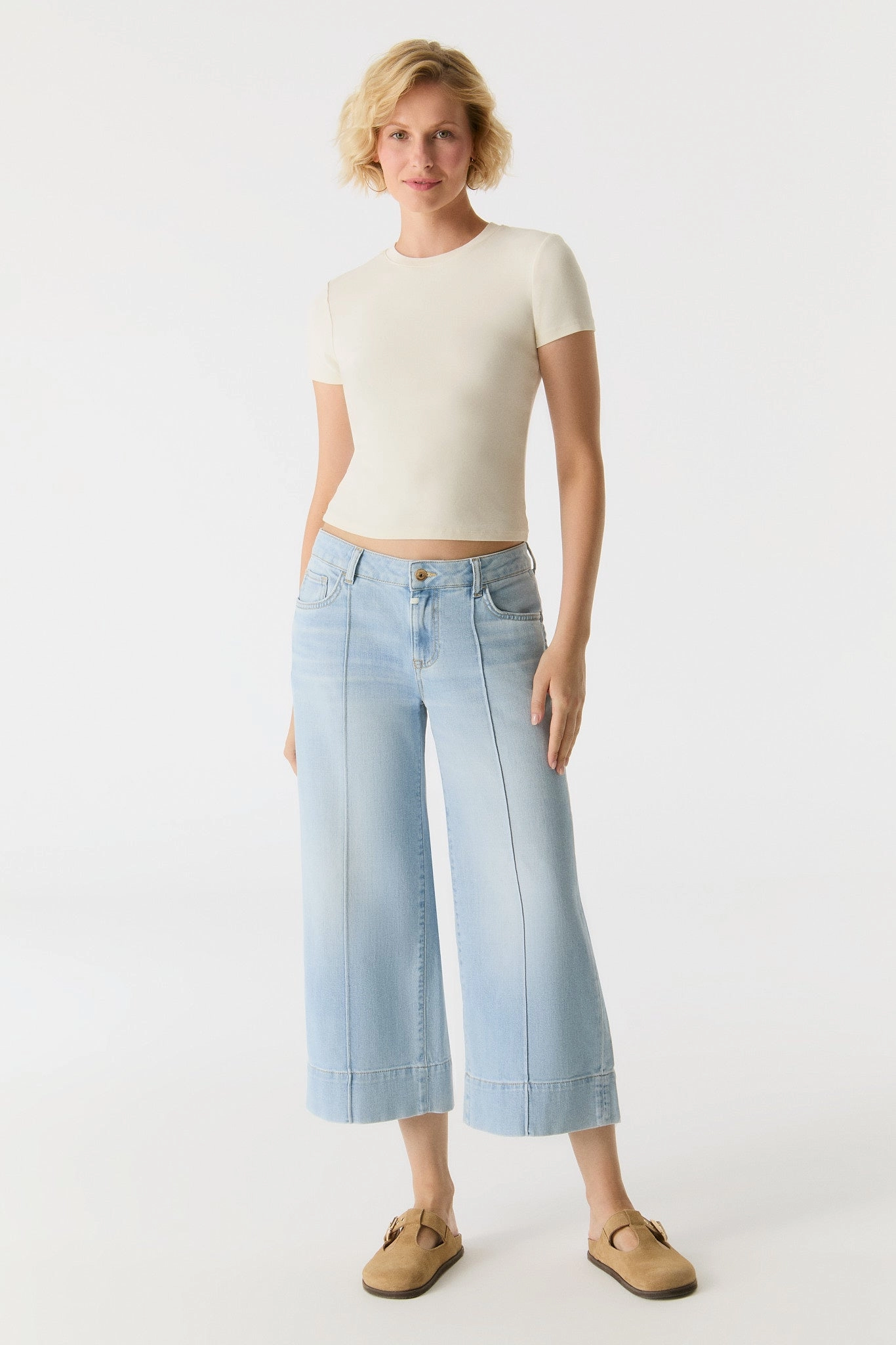 Clean Lines Vanessa Denim Culottes -  Light Blue  - L01  27" Inseam