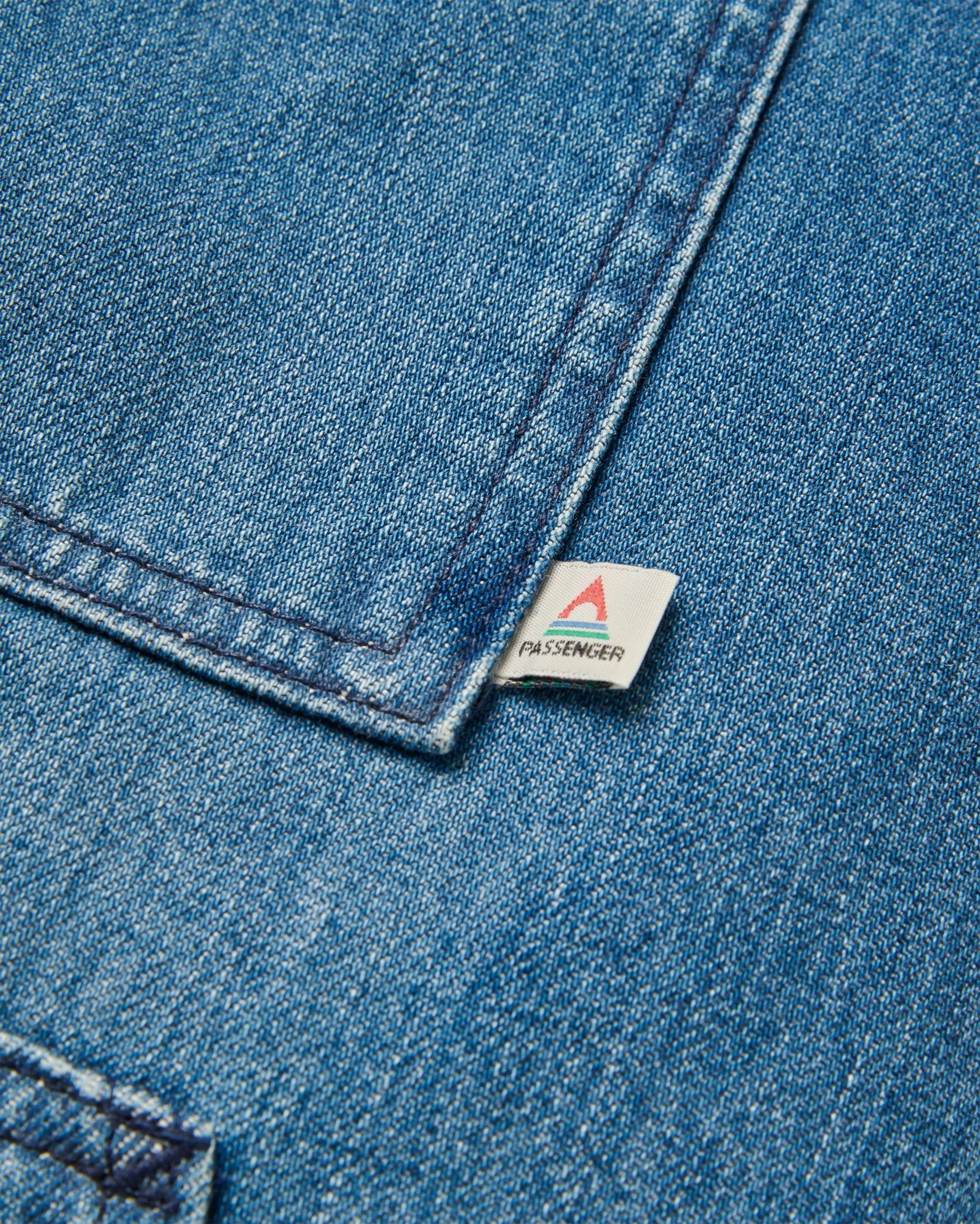 Vantage Lined Denim Jacket - Mid Wash Denim color block