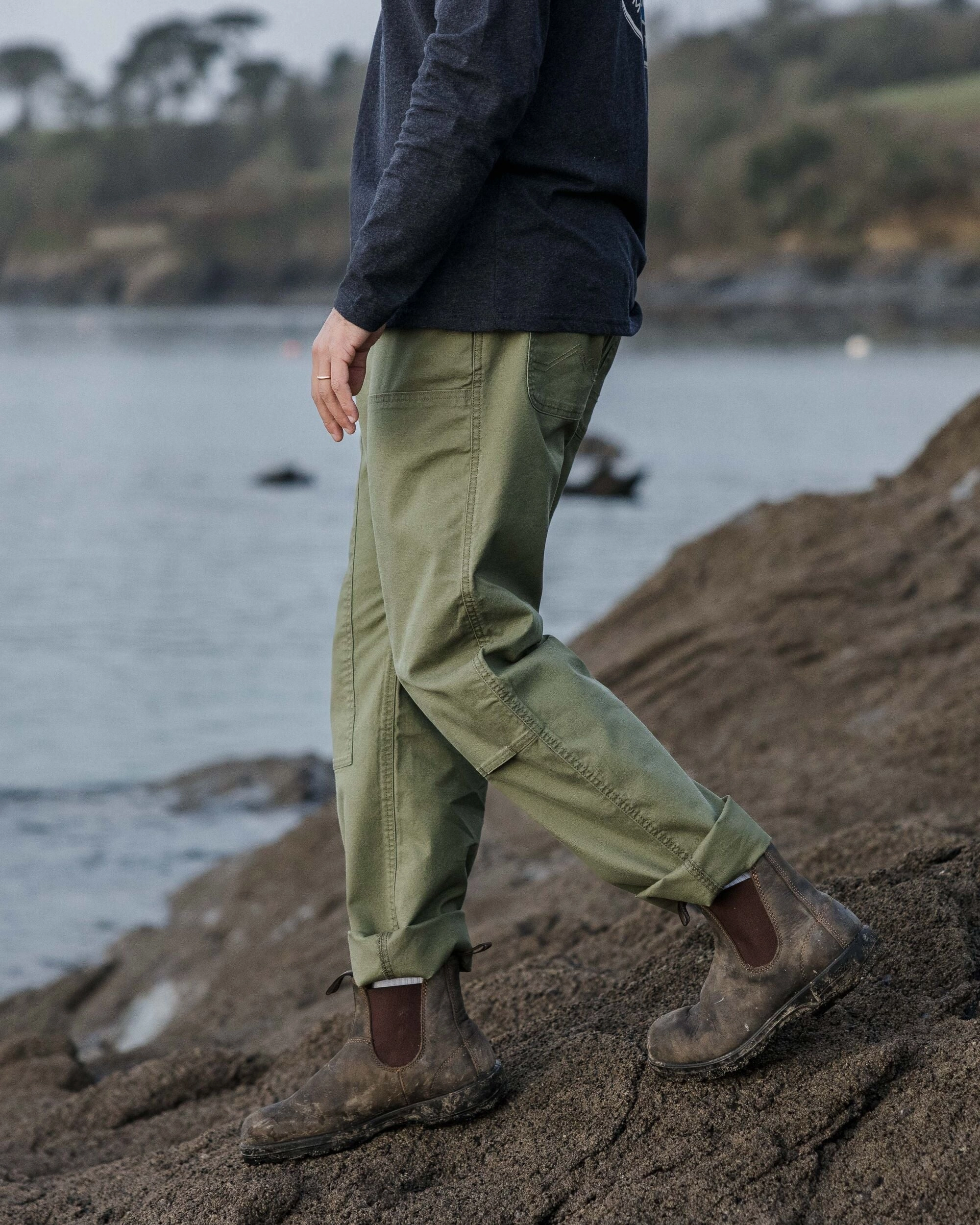Vantage Organic Cotton Canvas Trouser - Khaki BreathableMeshLining
