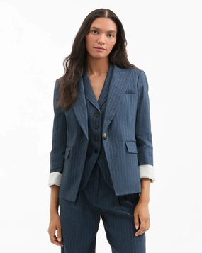 Veronica Beard Obie Dickey Jacket in Navy Aramid Fiber Reinforcement