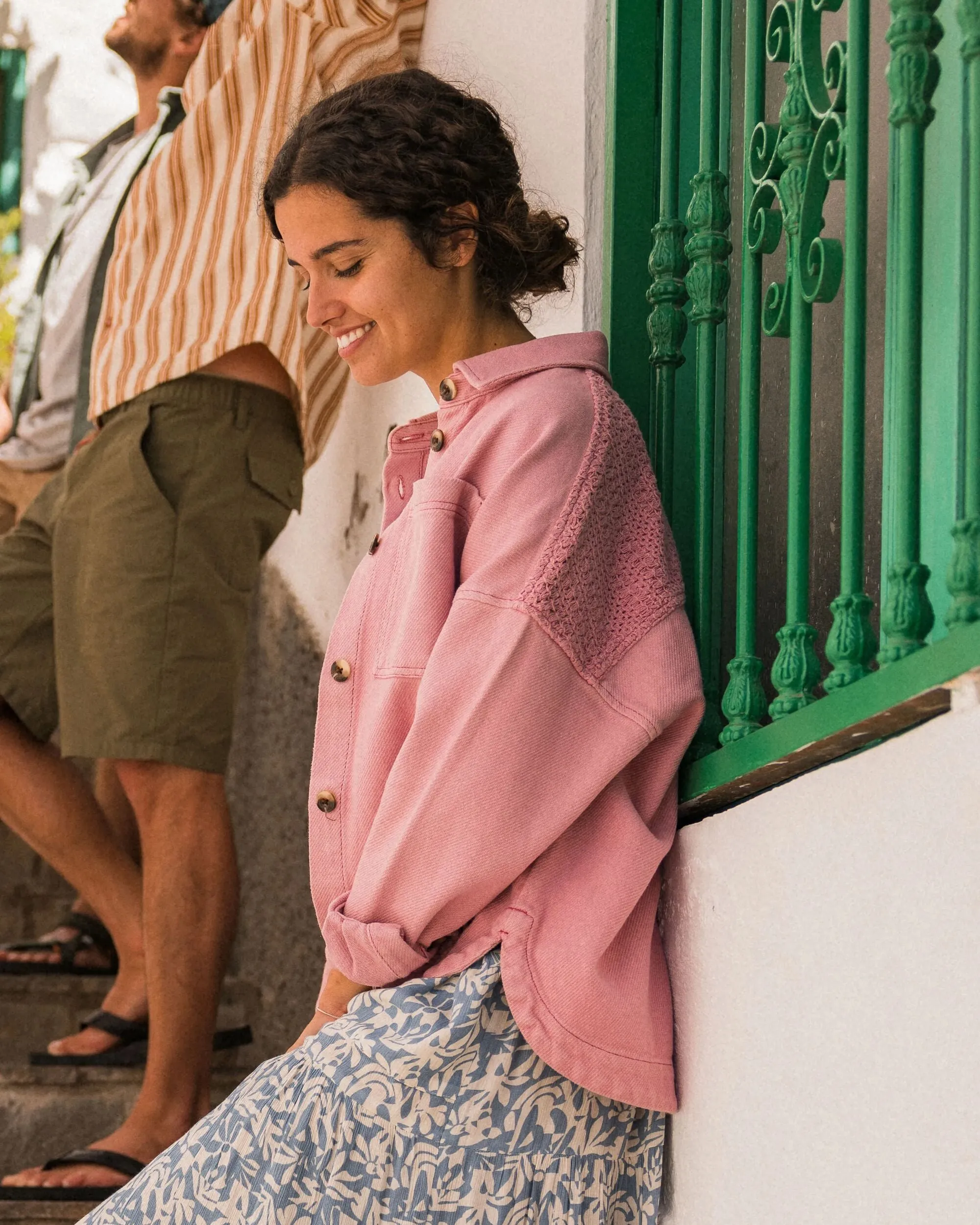 Maya Twill Overshirt - Pink Haze Compact Fold Design Polka Dot