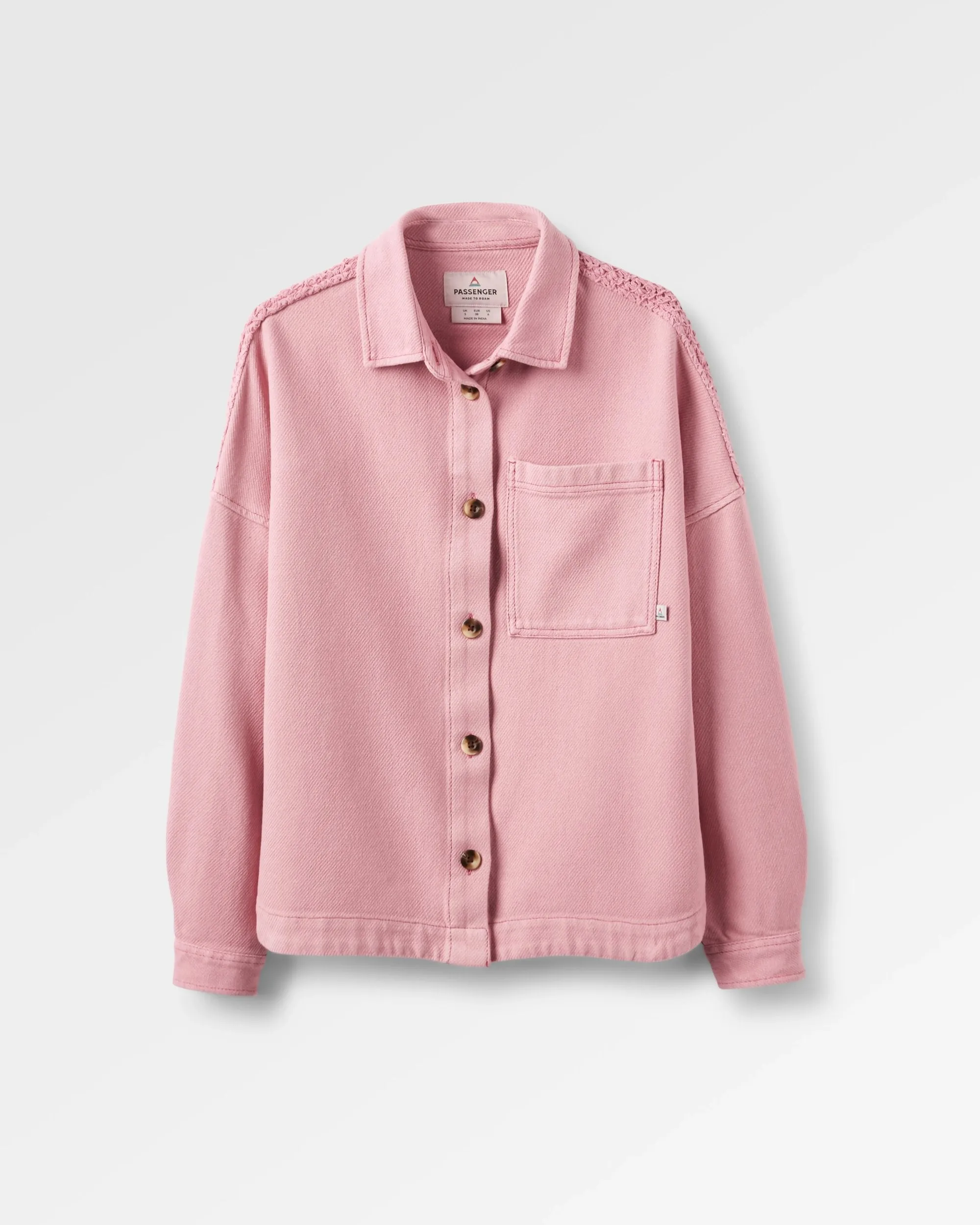 Soft Collar Design Maya Twill Overshirt - Pink Haze