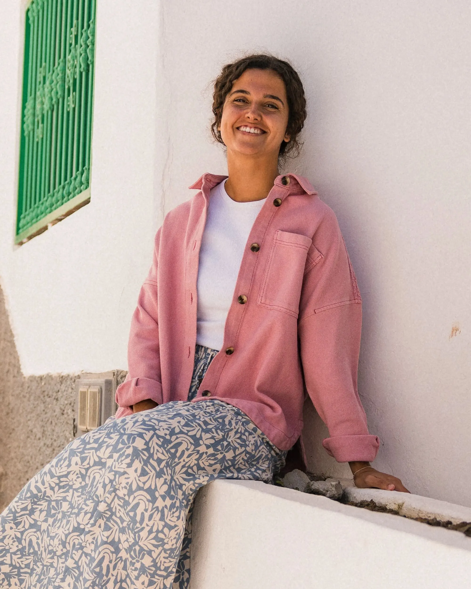 Maya Twill Overshirt - Pink Haze Seasonal Collection Abstract art