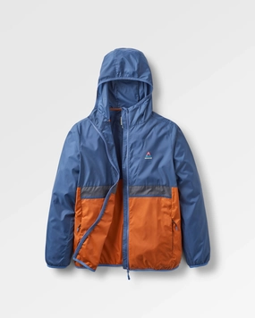 Holiday Trip Non Restrictive Silhouette Viento Recycled Windshell Jacket - Dark Denim/Sunset Orange