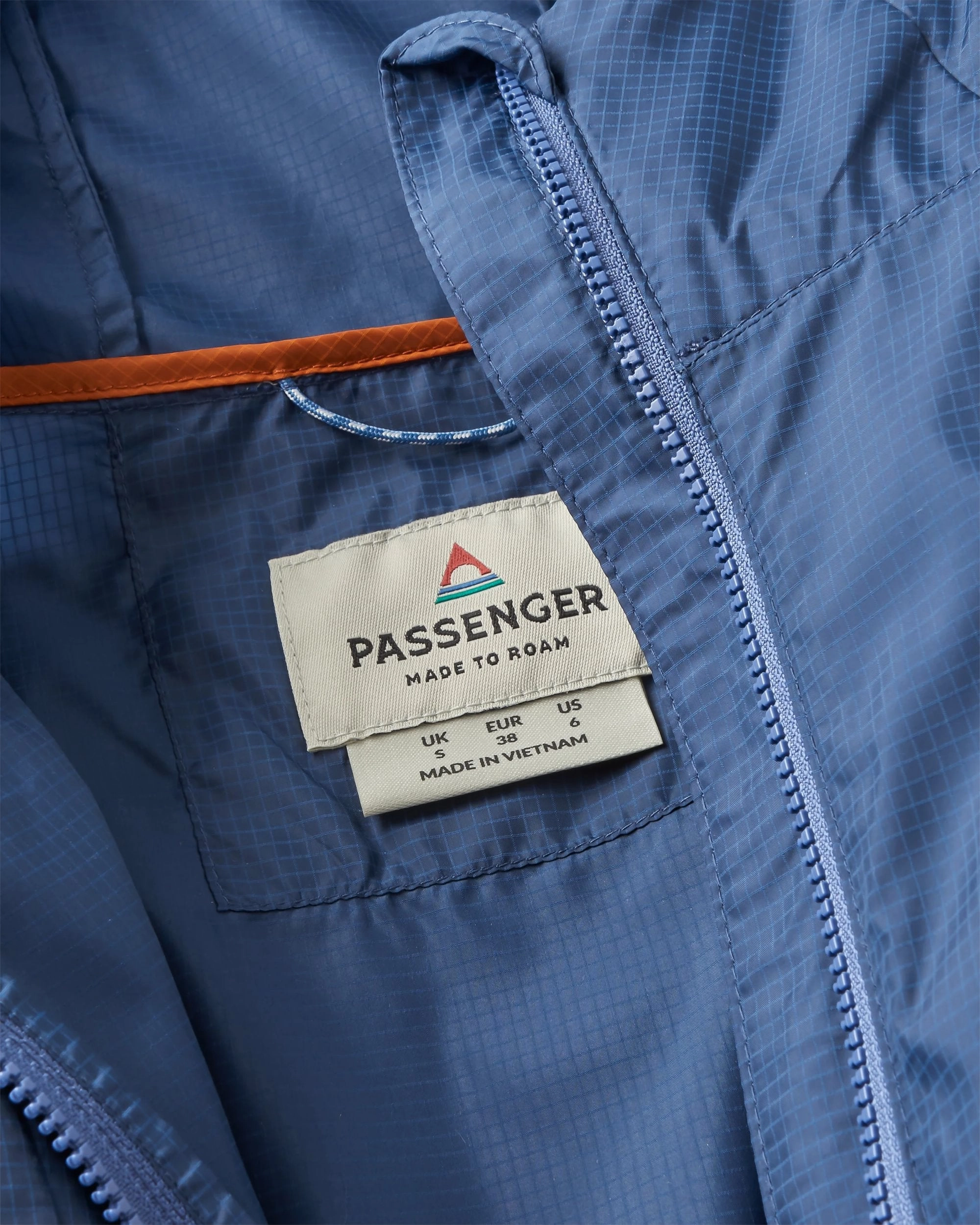 Viento Recycled Windshell Jacket - Dark Denim/Sunset Orange AntiStatic Lining