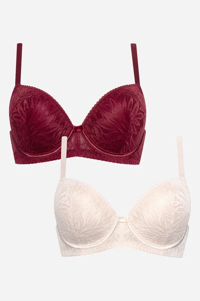 2 Pack Winter Lace Balconette Bra - Sml Red Mushroom thermal fabric