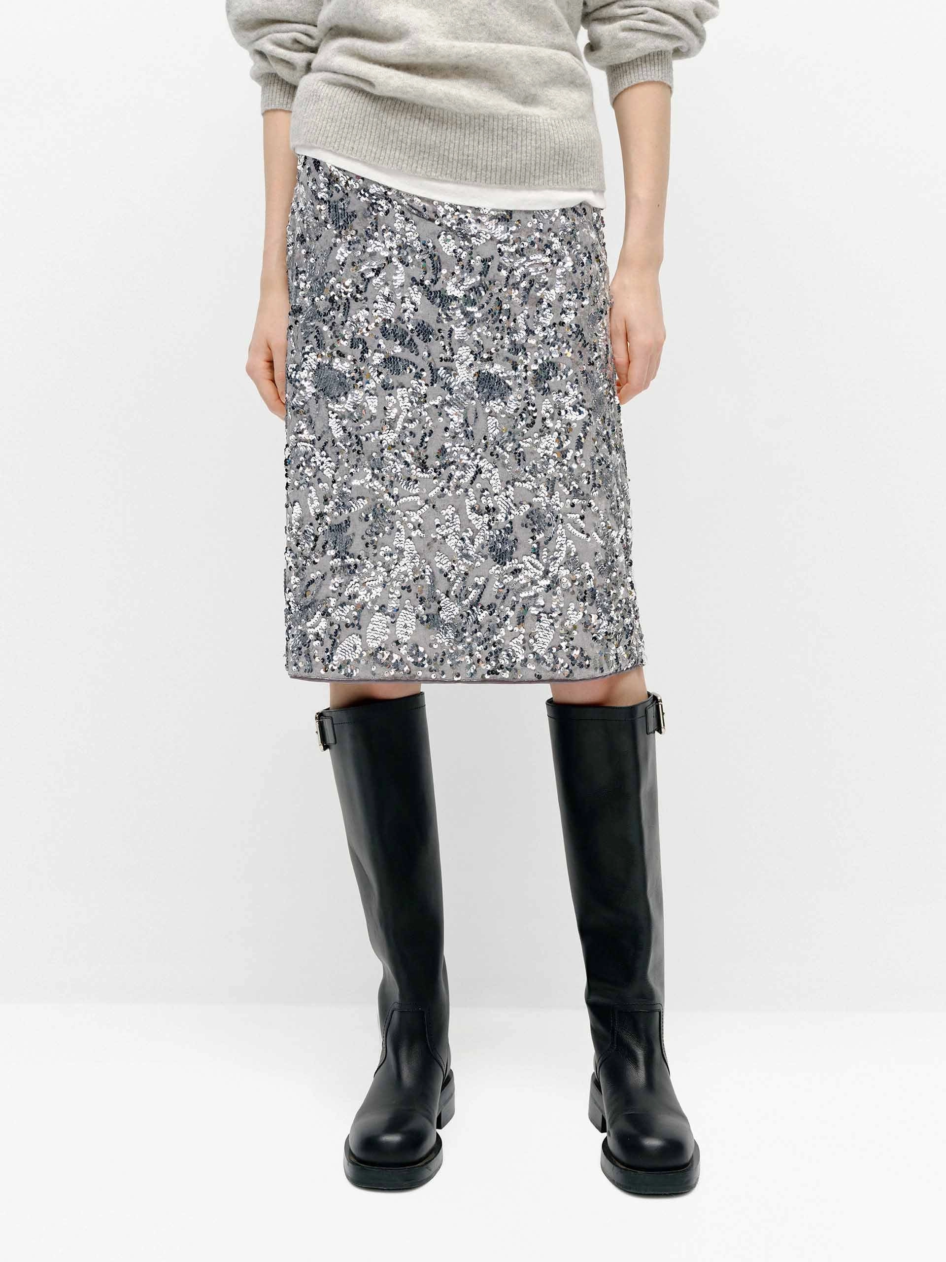 Straight Sequins Skirt Casual Edge