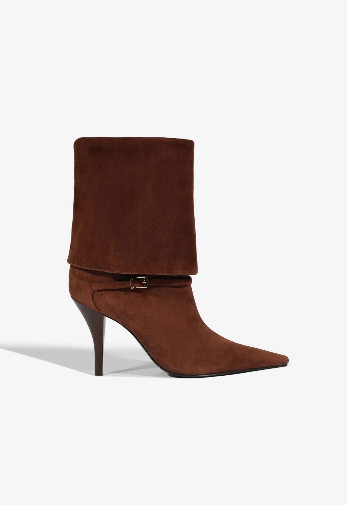 Simple Look Lace-Up Closure Rudy Buckle Suede Bootie