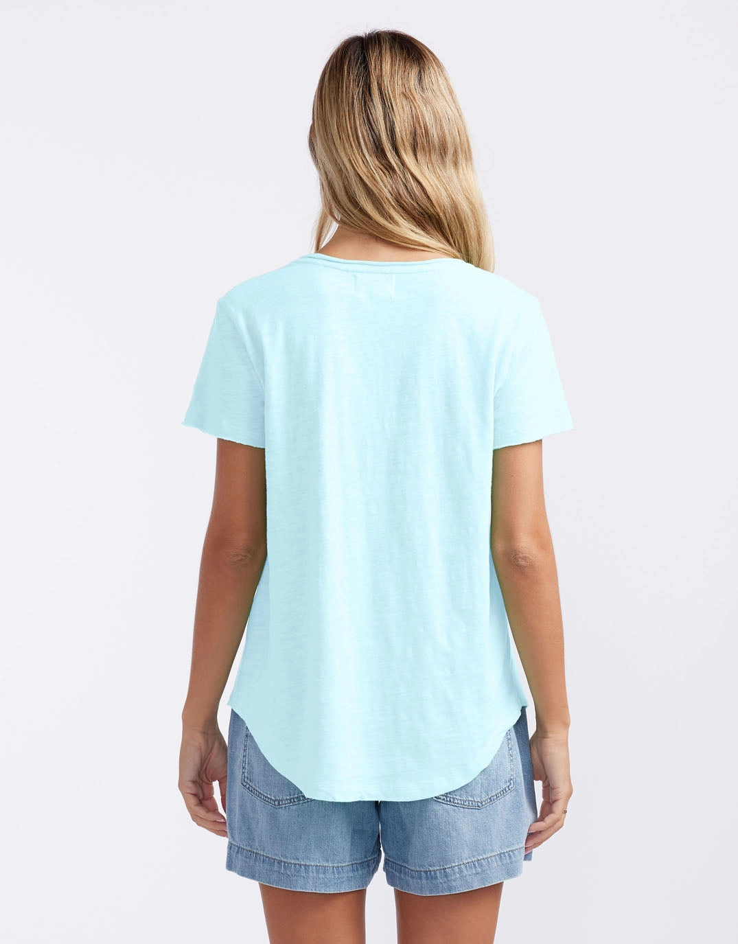 Original V Neck T-Shirt - Ice Blue Printed Logo