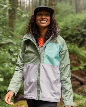 Trailscape Women's Recycled Waterproof Jacket - Pistachio/Lilac Mist/Aqua Slim Tailored Ventilated Back Panel