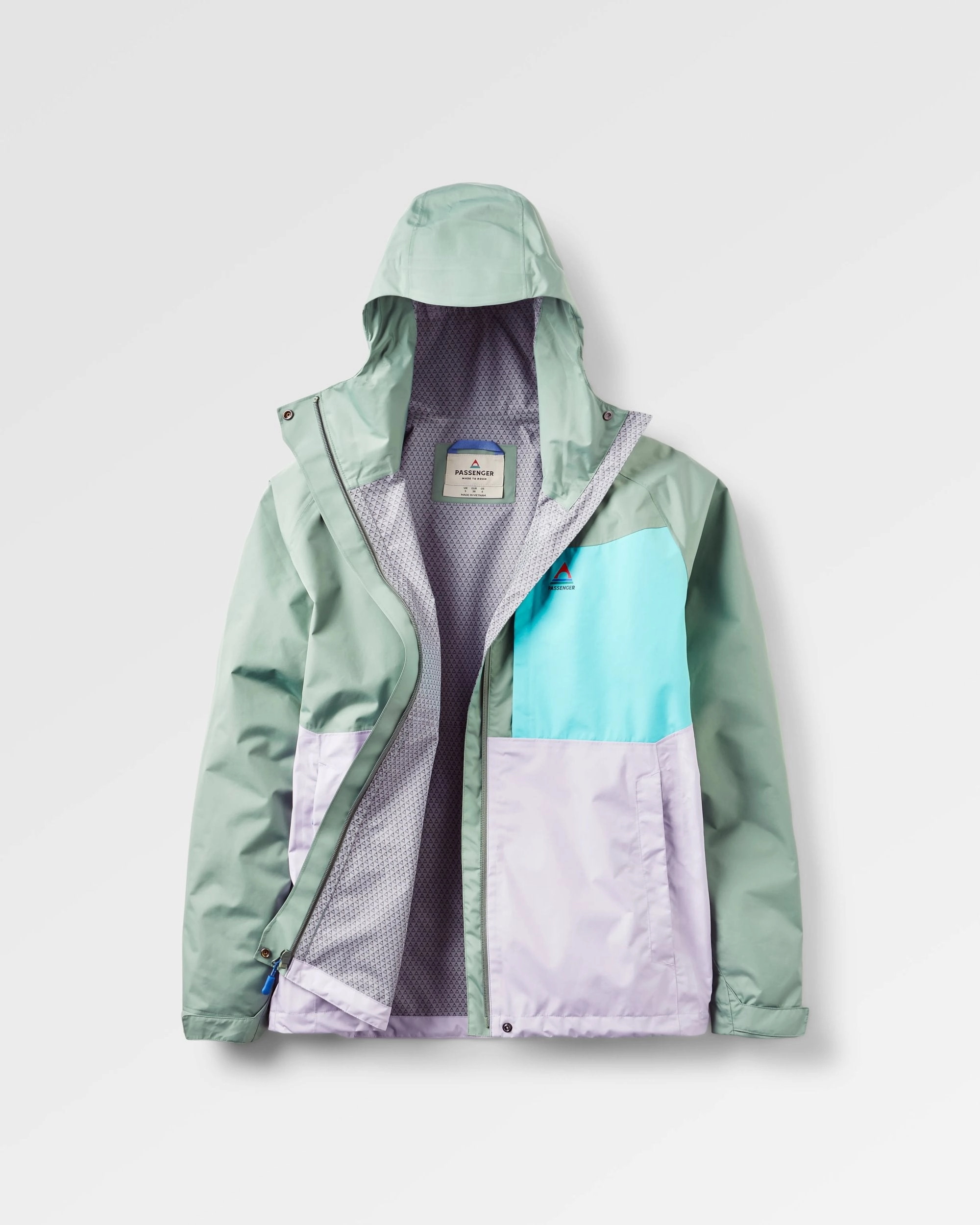 Clean Edge Piece Trailscape Women's Recycled Waterproof Jacket - Pistachio/Lilac Mist/Aqua