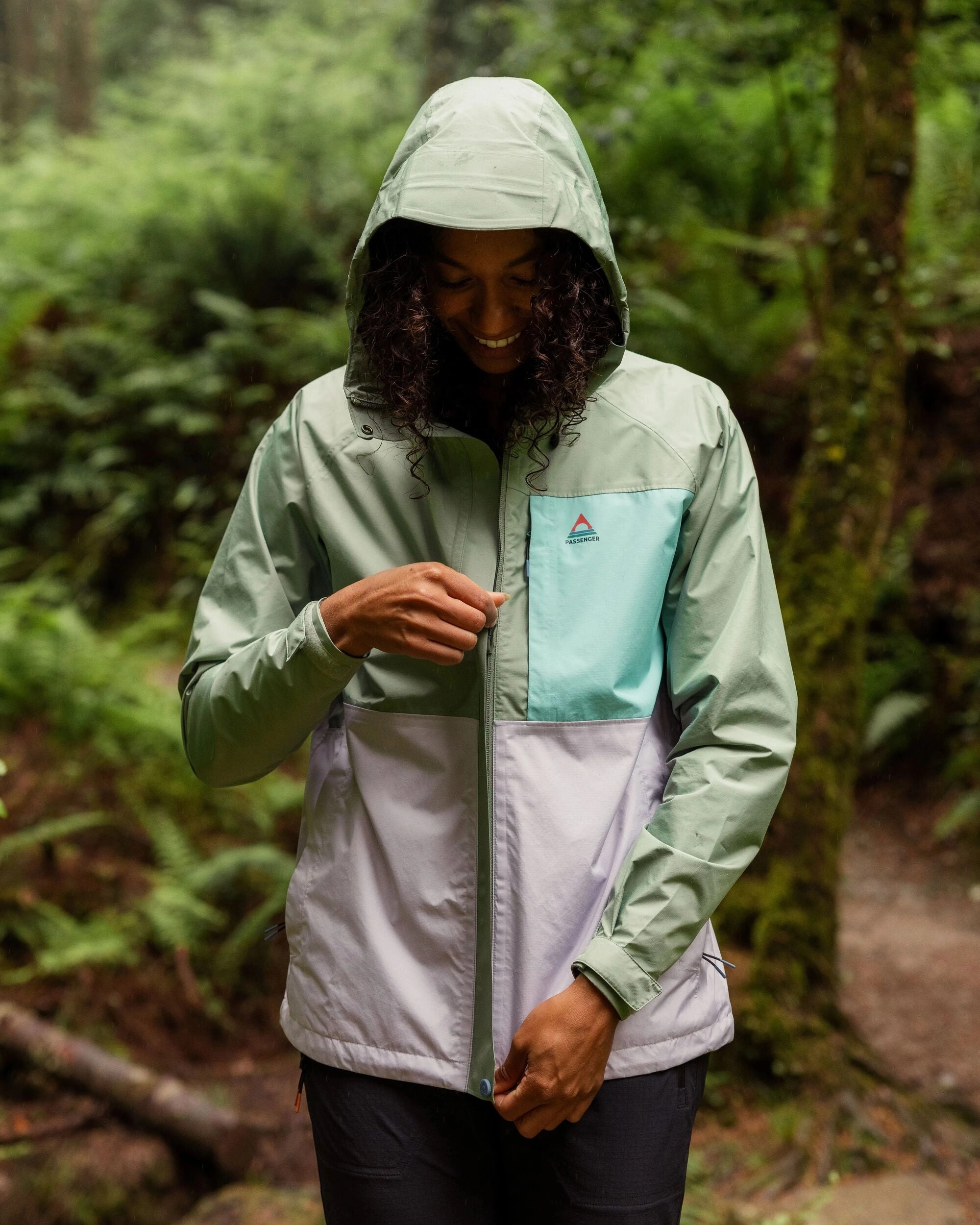 Trailscape Women's Recycled Waterproof Jacket - Pistachio/Lilac Mist/Aqua Waterproof Technology City Ready Style