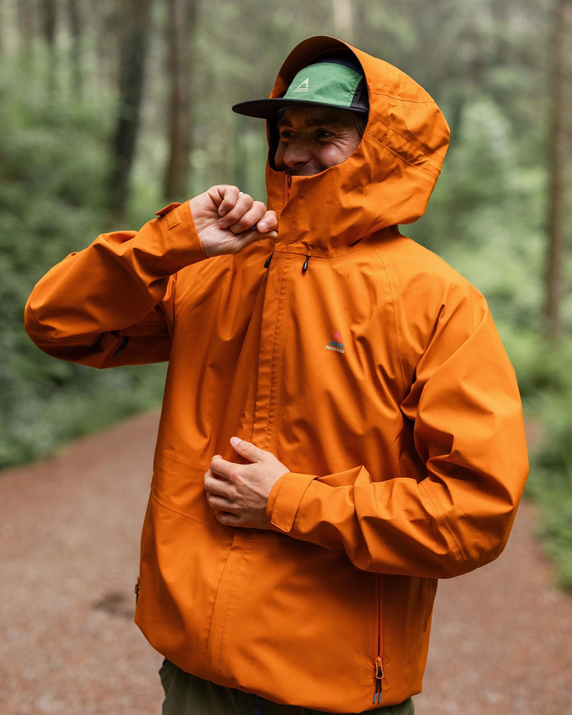 Five Season Recycled Waterproof Jacket - Sunset Orange Flexible Elbow Patches