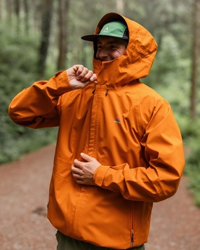 Five Season Recycled Waterproof Jacket - Sunset Orange Flexible Elbow Patches
