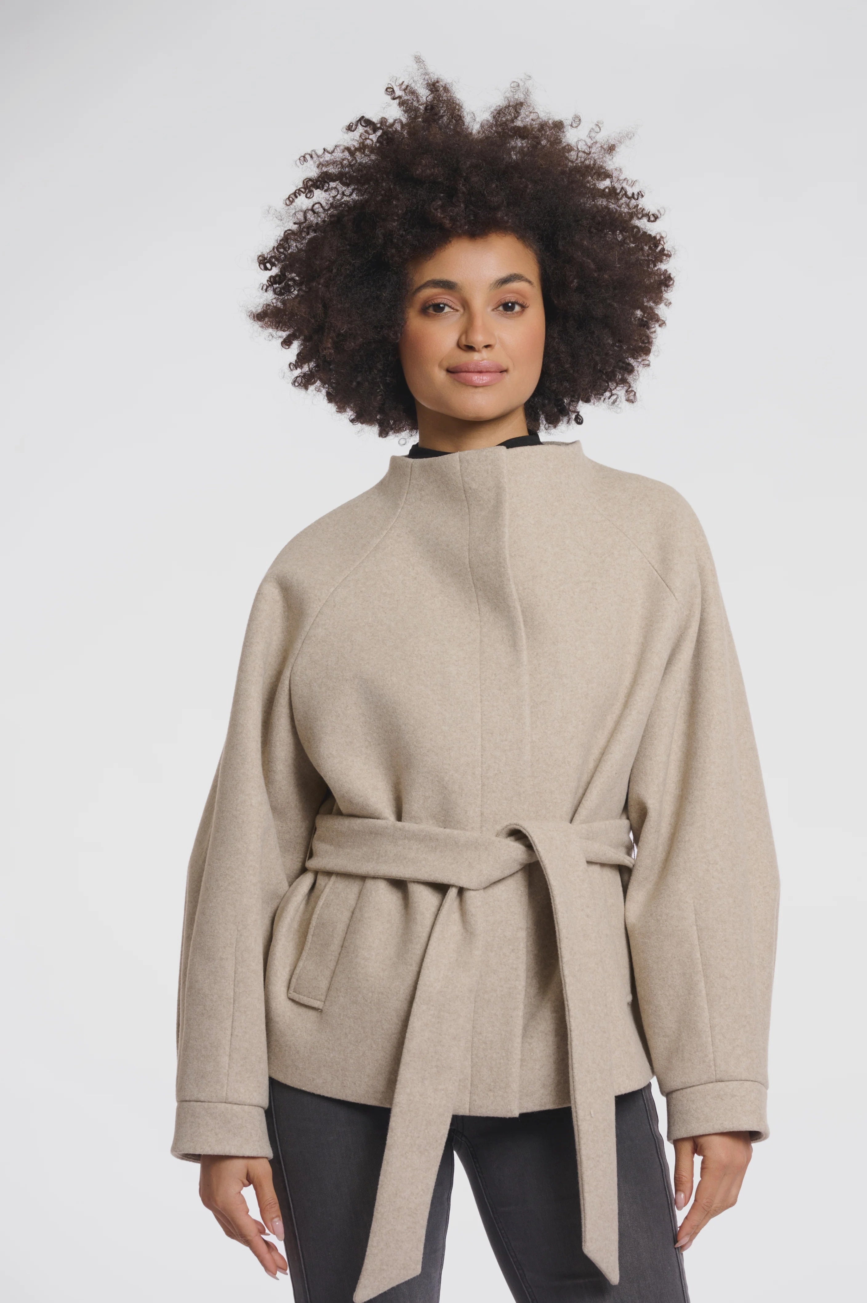 Rino & Pelle Cornelia Short Coat in Birch Magnetic Closures