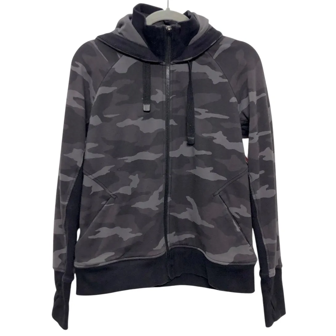 Athletic Jacket By Athleta In Black & Grey, Size:Mp Transitional Weather Piece Convertible Silhouette