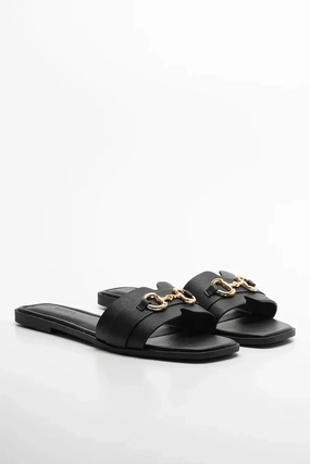Spring Shine Buckle Trim Sandal Black