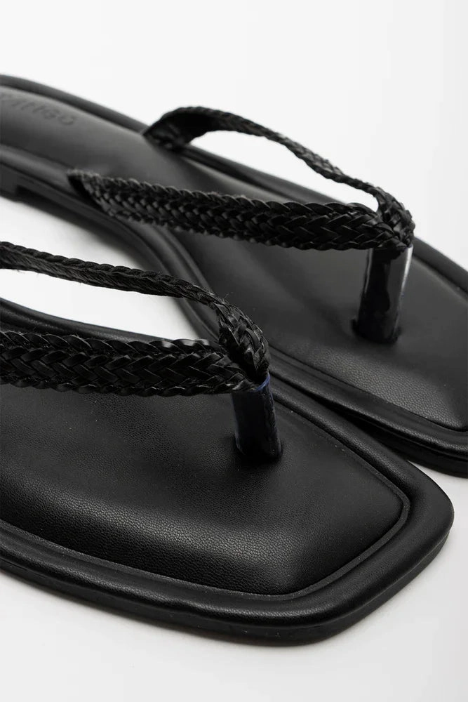 Comfort Walk Shoes Everyday Weave Thong Sandal Black