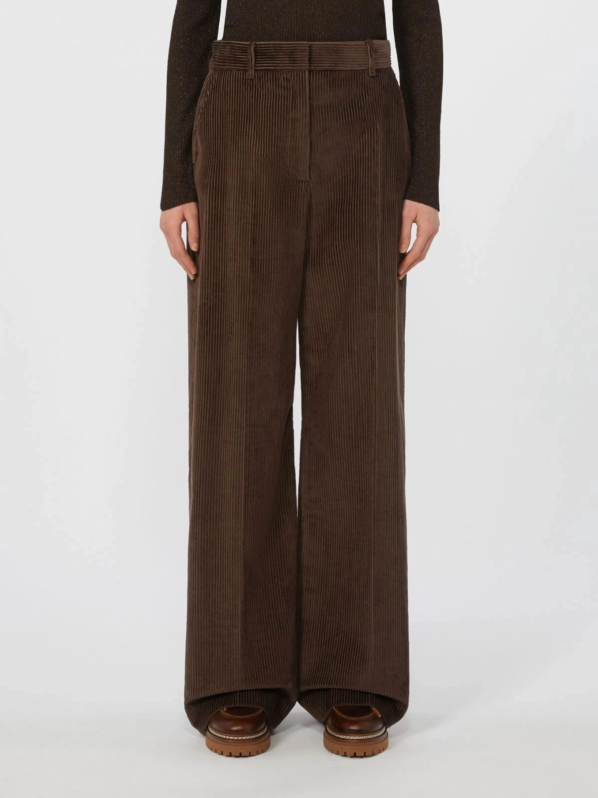 Weekend Max Mara Tania Cord Trousers in Chocolate Non Iron Technology Everyday Comfort Fit