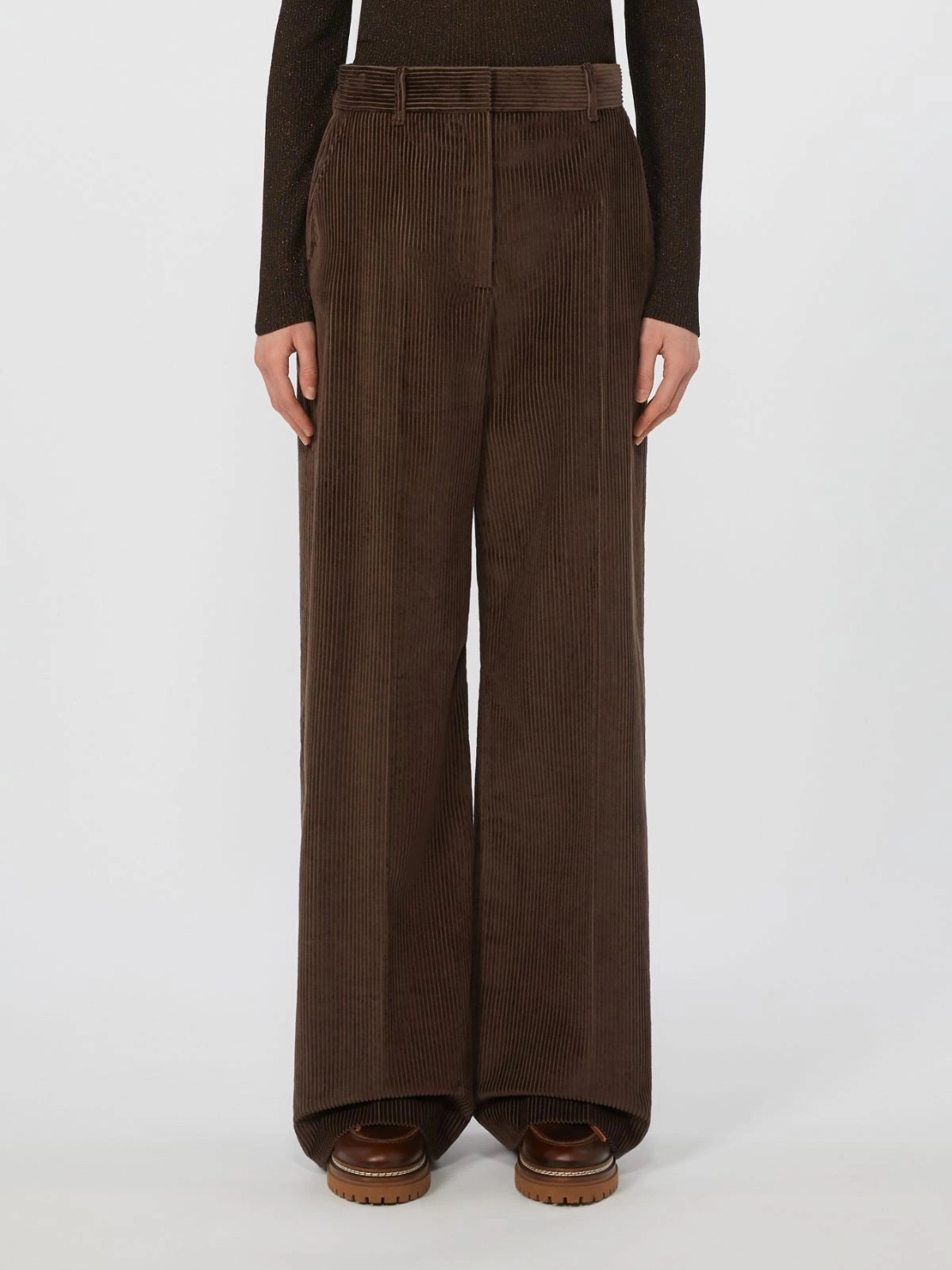 HypoallergenicMaterial Reinforced Stress Points Weekend Max Mara Tania Cord Trousers in Chocolate