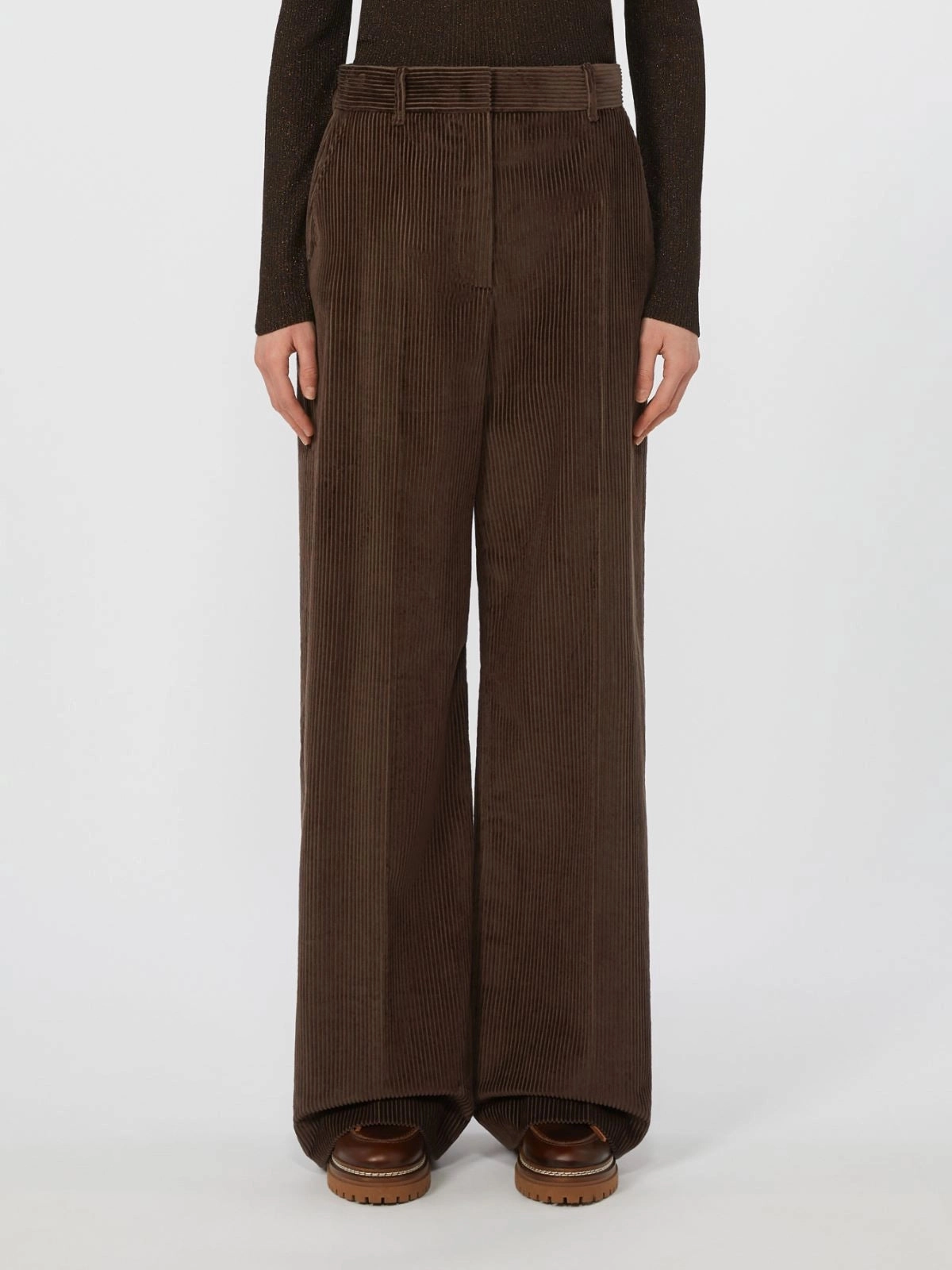 Weekend Max Mara Tania Cord Trousers in Chocolate Durable Hem All Use