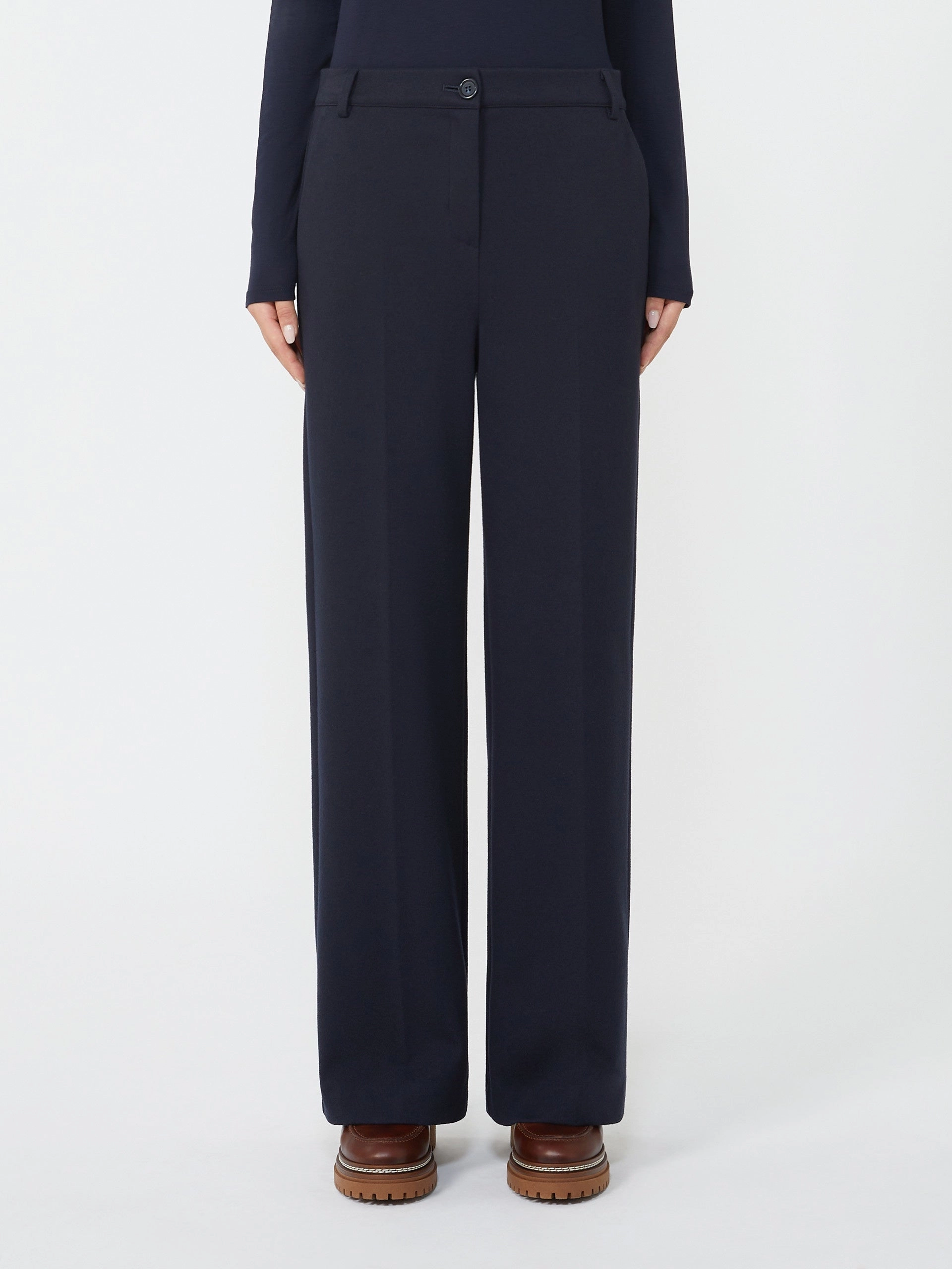 Effortless Comfort Weekend Max Mara Zelota Jersey Trouser in Navy