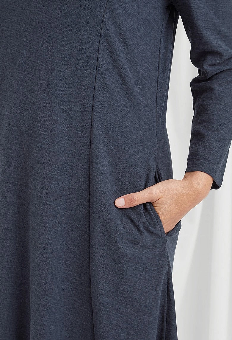 Celosia Slub Dress - Navy Smooth Mood Fast Chic