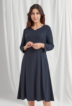 Fresh Color Celosia Slub Dress - Navy