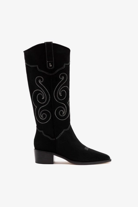 Paloma Boot In Black Suede Lace Closure